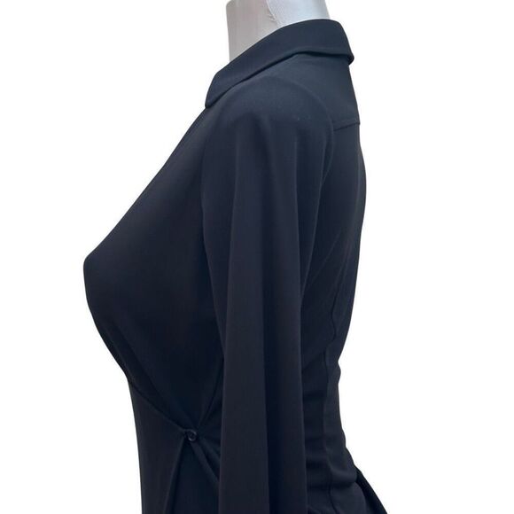 Lauren Ralph Lauren Wrap Dress Womens P/S Black Long Sleeve Side Button Collared - Picture 8 of 13